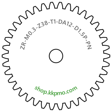 Zahnrad M0.3 / 38 Z AD 12,0mmBohrung (D) mm 1,50 Presspassung PBreite (T) mm 1,0POM-C natur[ZR-M0.3-Z38-T1-DA12-D1.5P-PN]
