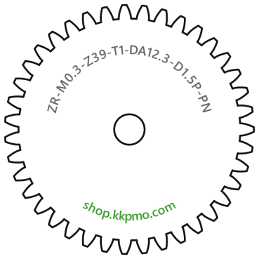 Zahnrad M0.3 / 39 Z AD 12,3mmBohrung (D) mm 1,50 Presspassung PBreite (T) mm 1,0POM-C natur[ZR-M0.3-Z39-T1-DA12.3-D1.5P-PN]
