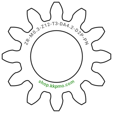 Zahnrad M0.3 / 12 Z AD 4,2mmBohrung (D) mm 2,00 Presspassung PBreite (T) mm 3,0POM-C natur[ZR-M0.3-Z12-T3-DA4.2-D2P-PN]