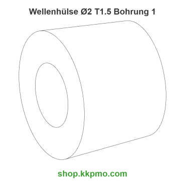 Wellenhülse / Ø 2.0 mmLänge (T) mm 1.5Bohrung (D) mm 1.00 Presspassung PPOM-C natur[WH-d2-T1.5-D1P-PN]