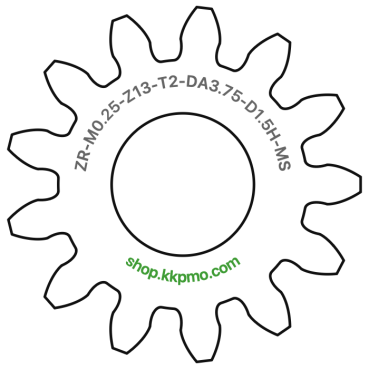 Zahnrad M0.25 / 13 Z AD 3.8mmBohrung (D) mm 1.50 Spielpassung HBreite (T) mm 2.0Messing MO58[ZR-M0.25-Z13-T2-DA3.75-D1.5H-MS]
