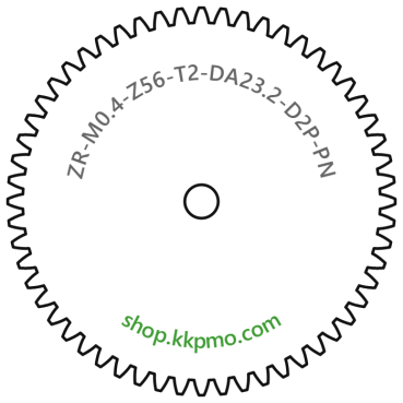 Zahnrad M0.4 / 56 Z AD 23.2mmBohrung (D) mm 2.00 Presspassung PBreite (T) mm 2.0POM-C natur[ZR-M0.4-Z56-T2-DA23.2-D2P-PN]