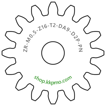 Zahnrad M0.5 / 16 Z AD 9.0mmBohrung (D) mm 2.00 Presspassung PBreite (T) mm 2.0POM-C natur[ZR-M0.5-Z16-T2-DA9-D2P-PN]