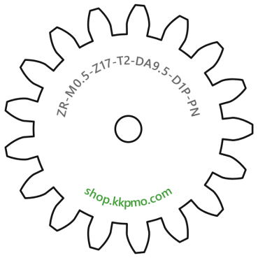 Zahnrad M0.5 / 17 Z AD 9.5mmBohrung (D) mm 1.00 Presspassung PBreite (T) mm 2.0POM-C natur[ZR-M0.5-Z17-T2-DA9.5-D1P-PN]