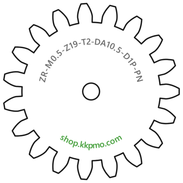 Zahnrad M0.5 / 19 Z AD 10.5mmBohrung (D) mm 1.00 Presspassung PBreite (T) mm 2.0POM-C natur[ZR-M0.5-Z19-T2-DA10.5-D1P-PN]