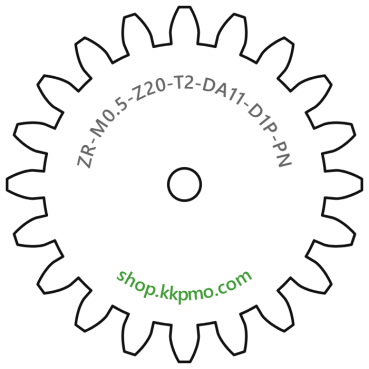 Zahnrad M0.5 / 20 Z AD 11.0mmBohrung (D) mm 1.00 Presspassung PBreite (T) mm 2.0POM-C natur[ZR-M0.5-Z20-T2-DA11-D1P-PN]