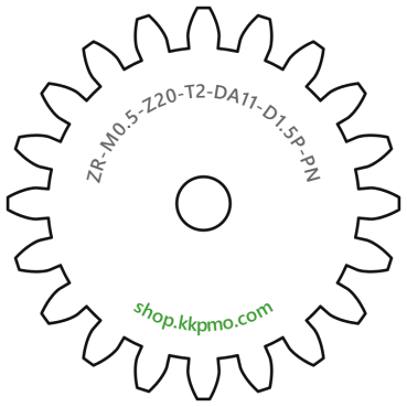 Zahnrad M0.5 / 20 Z AD 11.0mmBohrung (D) mm 1.50 Presspassung PBreite (T) mm 2.0POM-C natur[ZR-M0.5-Z20-T2-DA11-D1.5P-PN]