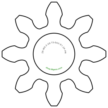 Zahnrad M0.3 / 8 Z AD 3,0mmBohrung (D) mm 1,20 Presspassung PBreite (T) mm 3,0POM-C natur[ZR-M0.3-Z8-T3-DA3-D1.2P-PN]