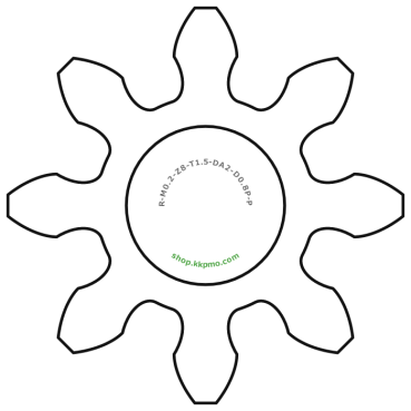Zahnrad M0.2 / 8 Z AD 2.0mmBohrung (D) mm 0.80 Presspassung PBreite (T) mm 1.5POM-C natur[ZR-M0.2-Z8-T1.5-DA2-D0.8P-PN]