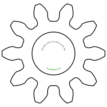 Zahnrad M0.2 / 10 Z AD 2.4mmBohrung (D) mm 1.00 Presspassung PBreite (T) mm 2.5POM-C natur[ZR-M0.2-Z10-T2.5-DA2.4-D1P-PN]