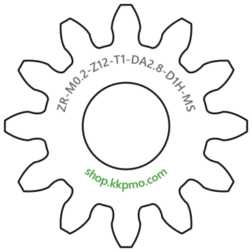 Zahnrad M0.2 / 12 Z AD 2.8mmBohrung (D) mm 1.00 Spielpassung HBreite (T) mm 1.0Messing MO58[ZR-M0.2-Z12-T1-DA2.8-D1H-MS]