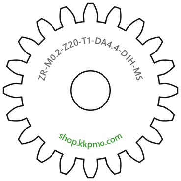 Zahnrad M0.2 / 20 Z AD 4.4mmBohrung (D) mm 1.00 Spielpassung HBreite (T) mm 1.0Messing MO58[ZR-M0.2-Z20-T1-DA4.4-D1H-MS]
