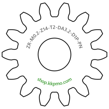 Zahnrad M0.2 / 14 Z AD 3.2mmBohrung (D) mm 1.00 Presspassung PBreite (T) mm 2.0POM-C natur[ZR-M0.2-Z14-T2-DA3.2-D1P-PN]
