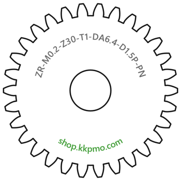 Zahnrad M0.2 / 30 Z AD 6.4mmBohrung (D) mm 1.50 Presspassung PBreite (T) mm 1.0POM-C natur[ZR-M0.2-Z30-T1-DA6.4-D1.5P-PN]