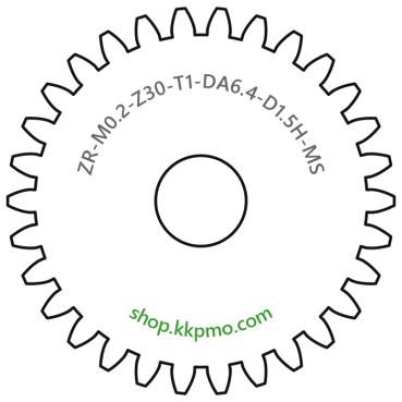 Zahnrad M0.2 / 30 Z AD 6.4mmBohrung (D) mm 1.50 Spielpassung HBreite (T) mm 1.0Messing MO58[ZR-M0.2-Z30-T1-DA6.4-D1.5H-MS]