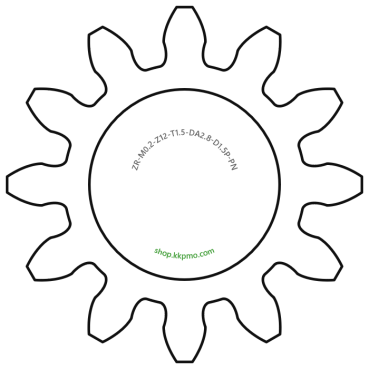 Zahnrad M0.2 / 12 Z AD 2.8mmBohrung (D) mm 1.50 Presspassung PBreite (T) mm 1.5POM-C natur[ZR-M0.2-Z12-T1.5-DA2.8-D1.5P-PN]