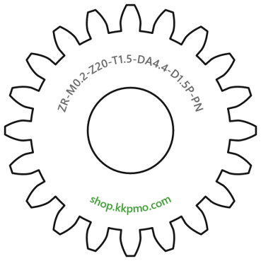 Zahnrad M0.2 / 20 Z AD 4.4mmBohrung (D) mm 1.50 Presspassung PBreite (T) mm 1.5POM-C natur[ZR-M0.2-Z20-T1.5-DA4.4-D1.5P-PN]
