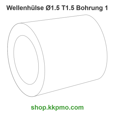 Wellenhülse / Ø 1.5 mmLänge (T) mm 1.5Bohrung (D) mm 1.00 Presspassung PPOM-C natur[WH-d1.5-T1.5-D1P-PN]