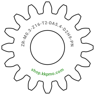 Zahnrad M0.3 / 16 Z AD 5,40mmBohrung (D) mm 2,00 H9Breite (T) mm 2,0POM-C natur[ZR-M0.3-Z16-T2-DA5.4-D2H9-PN]