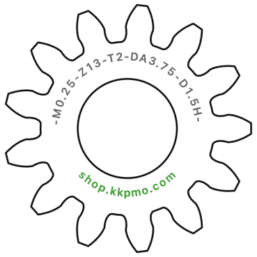 Zahnrad M0.25 / 13 Z AD 3.8mmBohrung (D) mm 1.50 Spielpassung HBreite (T) mm 2.0Messing MO58[ZR-M0.25-Z13-T2-DA3.75-D1.5H-MS]