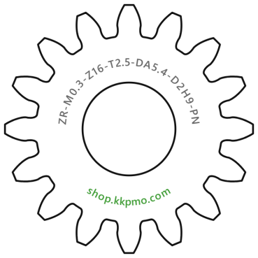 Zahnrad M0.3 / 16 Z AD 5,40mmBohrung (D) mm 2,00 H9Breite (T) mm 2,5POM-C natur[ZR-M0.3-Z16-T2.5-DA5.4-D2H9-PN]