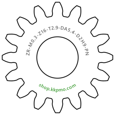 Zahnrad M0.3 / 16 Z AD 5,40mmBohrung (D) mm 2,00 H9Breite (T) mm 2,9POM-C natur[ZR-M0.3-Z16-T2.9-DA5.4-D2H9-PN]