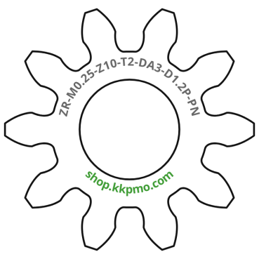 Zahnrad M0.25 / 10 Z AD 3.0mmBohrung (D) mm 1.20 Presspassung PBreite (T) mm 2.0POM-C natur[ZR-M0.25-Z10-T2-DA3-D1.2P-PN]