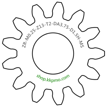 Zahnrad M0.25 / 13 Z AD 3.8mmBohrung (D) mm 1.50 Spielpassung HBreite (T) mm 2.0Messing MO58[ZR-M0.25-Z13-T2-DA3.75-D1.5H-MS]