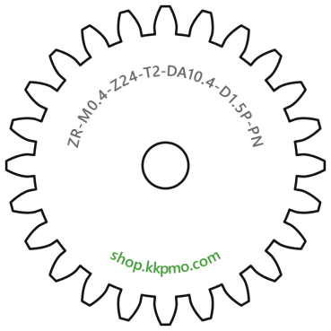 Zahnrad M0.4 / 24 Z AD 10.4mmBohrung (D) mm 1.50 Presspassung Hausnorm PBreite (T) mm 2.0POM-C natur[ZR-M0.4-Z24-T2-DA10.4-D1.5P-PN]
