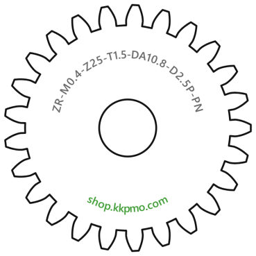 Zahnrad M0.4 / 25 Z AD 10.8mmBohrung (D) mm 2.50 Presspassung Hausnorm PBreite (T) mm 1.5POM-C natur[ZR-M0.4-Z25-T1.5-DA10.8-D2.5P-PN]