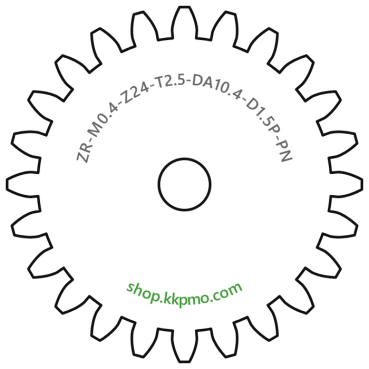 Zahnrad M0.4 / 24 Z AD 10.4mmBohrung (D) mm 1.50 Presspassung Hausnorm PBreite (T) mm 2.5POM-C natur[ZR-M0.4-Z24-T2.5-DA10.4-D1.5P-PN]