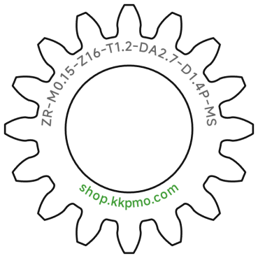 Zahnrad M0.15 / 16 Z AD 2,70mmBohrung (D) mm 1,40 PBreite (T) mm 1,2Messing MO58[ZR-M0.15-Z16-T1.2-DA2.7-D1.4P-MS]Gitarre-Modell Maßstab 1/4