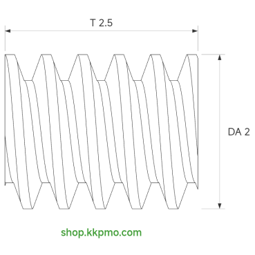 Schnecke M0.15 / Ø 2,0 mm / 1-gängigLänge (T) mm 2,5Bohrung (D) mm 1,00 Spielpassung Hausnorm HDrehrichtung rechtsMessing MO58[SN-M0.15-d2-T2.5-D1H-MS-R]