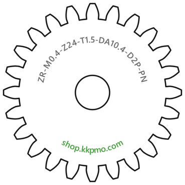 Zahnrad M0.4 / 24 Z AD 10,4mmBohrung (D) mm 2,00 Presspassung Hausnorm PBreite (T) mm 1,5POM-C natur[ZR-M0.4-Z24-T1.5-DA10.4-D2P-PN]