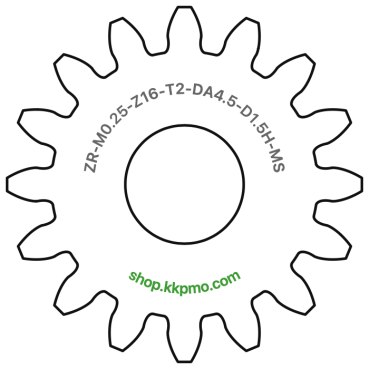 Zahnrad M0.25 / 16 Z AD 4,5mmBohrung (D) mm 1,50 Spielpassung Hausnorm HBreite (T) mm 2,0Messing MO58[ZR-M0.25-Z16-T2-DA4.5-D1.5H-MS]