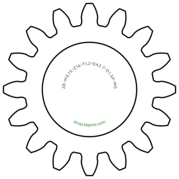 Zahnrad M0.15 / 16 Z AD 2,70mmBohrung (D) mm 1,50 PBreite (T) mm 1,2Messing MO58[ZR-M0.15-Z16-T1.2-DA2.7-D1.5P-MS]