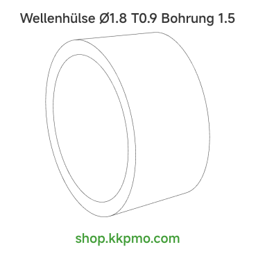 Wellenhülse / Ø 1,8 mmLänge (T) mm 0,9Bohrung (D) mm 1,50 Presspassung Hausnorm PPOM-C schwarz[WH-d1.8-T0.9-D1.5P-PB]