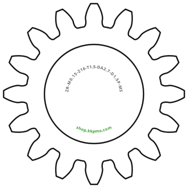 Zahnrad M0.15 / 16 Z AD 2.70mmBohrung (D) mm 1.50 PBreite (T) mm 1.5Messing MO58[ZR-M0.15-Z16-T1.5-DA2.7-D1.5P-MS]