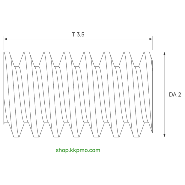 Schnecke M0.15 / Ø 2,0 mm / 1-gängigLänge (T) mm 3,5Bohrung (D) mm 1,00 Spielpassung Hausnorm HDrehrichtung rechtsMessing MO58[SN-M0.15-d2-T3.5-D1H-MS-R]