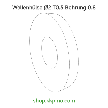 Wellenhülse / Ø 2,0 mmLänge (T) mm 0,3Bohrung (D) mm 0,80 Presspassung Hausnorm PPOM-C schwarz[WH-d2-T0.3-D0.8P-PB]