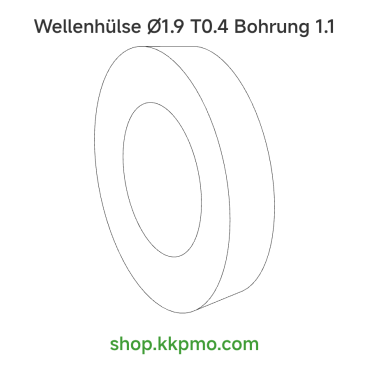 Wellenhülse / Ø 1,9 mmLänge (T) mm 0,4Bohrung (D) mm 1,10 Presspassung Hausnorm PPOM-C schwarz[WH-d1.9-T0.4-D1.1P-PB]