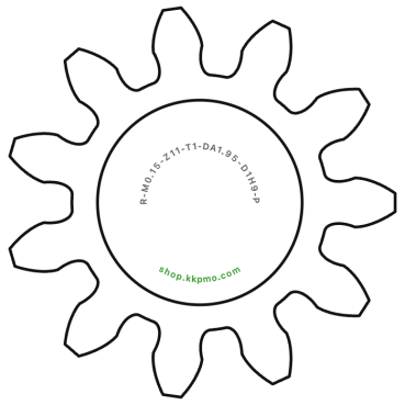 Zahnrad M0.15 / 11 Z AD 1.95mmBohrung (D) mm 1.00 H9Breite (T) mm 1.0POM-C natur[ZR-M0.15-Z11-T1-DA1.95-D1H9-PN]