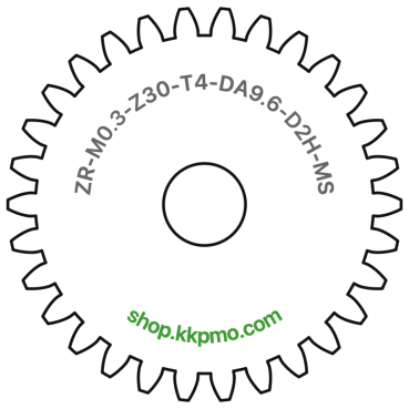Zahnrad M0.3 / 30 Z AD 9,6mmBohrung (D) mm 2,00 Spielpassung Hausnorm HBreite (T) mm 4,0Messing MO58[ZR-M0.3-Z30-T4-DA9.6-D2H-MS]
