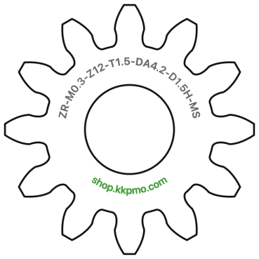 Zahnrad M0.3 / 12 Z AD 4.2mmBohrung (D) mm 1.50 Spielpassung Hausnorm HBreite (T) mm 1.5Messing MO58[ZR-M0.3-Z12-T1.5-DA4.2-D1.5H-MS]