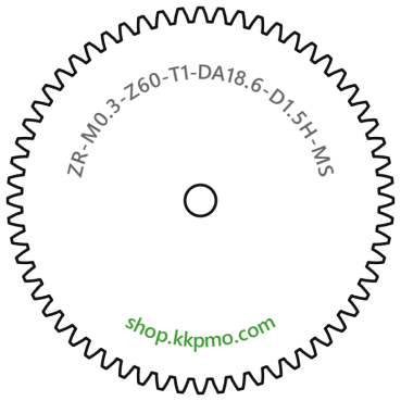 Zahnrad M0.3 / 60 Z AD 18.6mmBohrung (D) mm 1.50 Spielpassung Hausnorm HBreite (T) mm 1.0Messing MO58[ZR-M0.3-Z60-T1-DA18.6-D1.5H-MS]