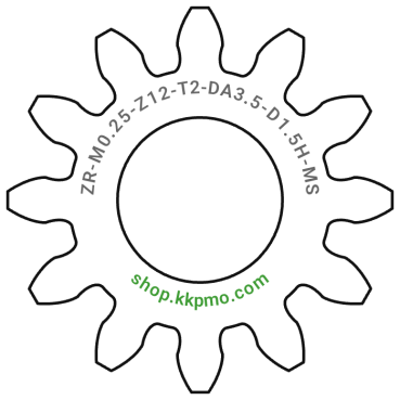 Zahnrad M0.25 / 12 Z AD 3.5mmBohrung (D) mm 1.50 Spielpassung Hausnorm HBreite (T) mm 2.0Messing MO58[ZR-M0.25-Z12-T2-DA3.5-D1.5H-MS]