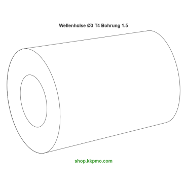Wellenhülse / Ø 3,0 mmLänge (T) mm 4,0Bohrung (D) mm 1,50 Presspassung Hausnorm PPOM-C natur[WH-d3-T4-D1.5P-PN]