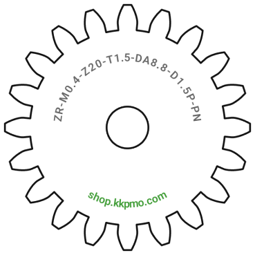 Zahnrad M0.4 / 20 Z AD 8,8mmBohrung (D) mm 1,50 Presspassung Hausnorm PBreite (T) mm 1,5POM-C natur[ZR-M0.4-Z20-T1.5-DA8.8-D1.5P-PN]