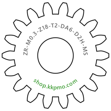 Zahnrad M0.3 / 18 Z AD 6.0mmBohrung (D) mm 2.00 Spielpassung Hausnorm HBreite (T) mm 2.0Messing MO58[ZR-M0.3-Z18-T2-DA6-D2H-MS]