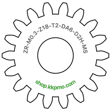 Zahnrad M0.3 / 18 Z AD 6.0mmBohrung (D) mm 2.00 Spielpassung Hausnorm HBreite (T) mm 2.0Messing MO58[ZR-M0.3-Z18-T2-DA6-D2H-MS]